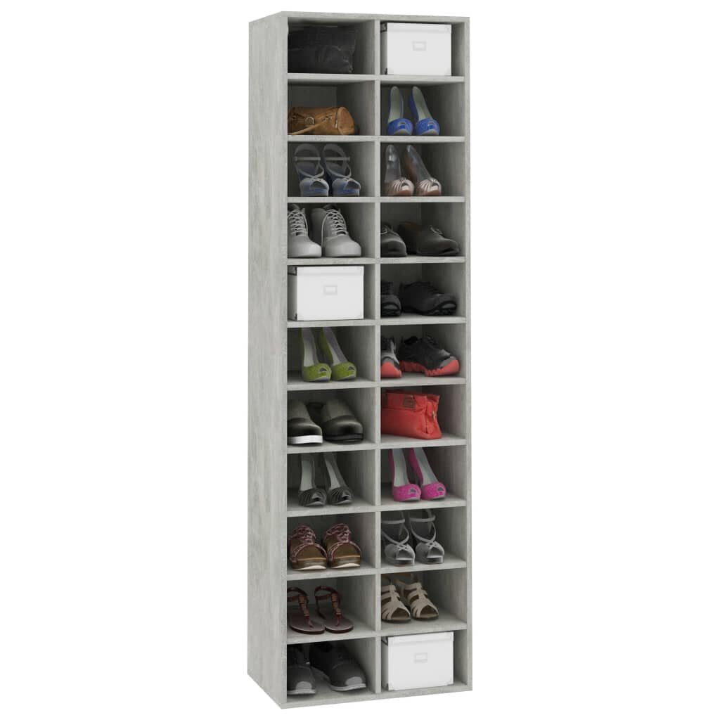 Spintelė batams vidaXL, betono pilkos spalvos, 54x34x183 cm, MDP цена и информация | Batų spintelės, lentynos ir suolai | pigu.lt