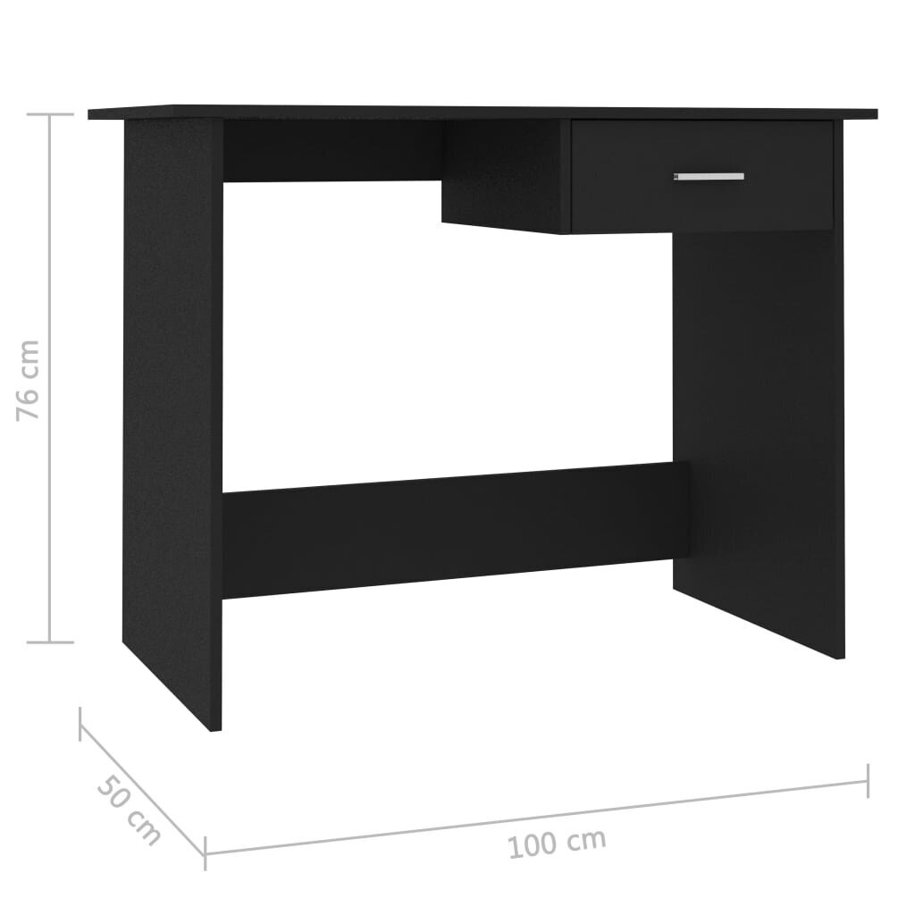 Rašomasis stalas, 100x50x76cm, juodas kaina ir informacija | Kompiuteriniai, rašomieji stalai | pigu.lt