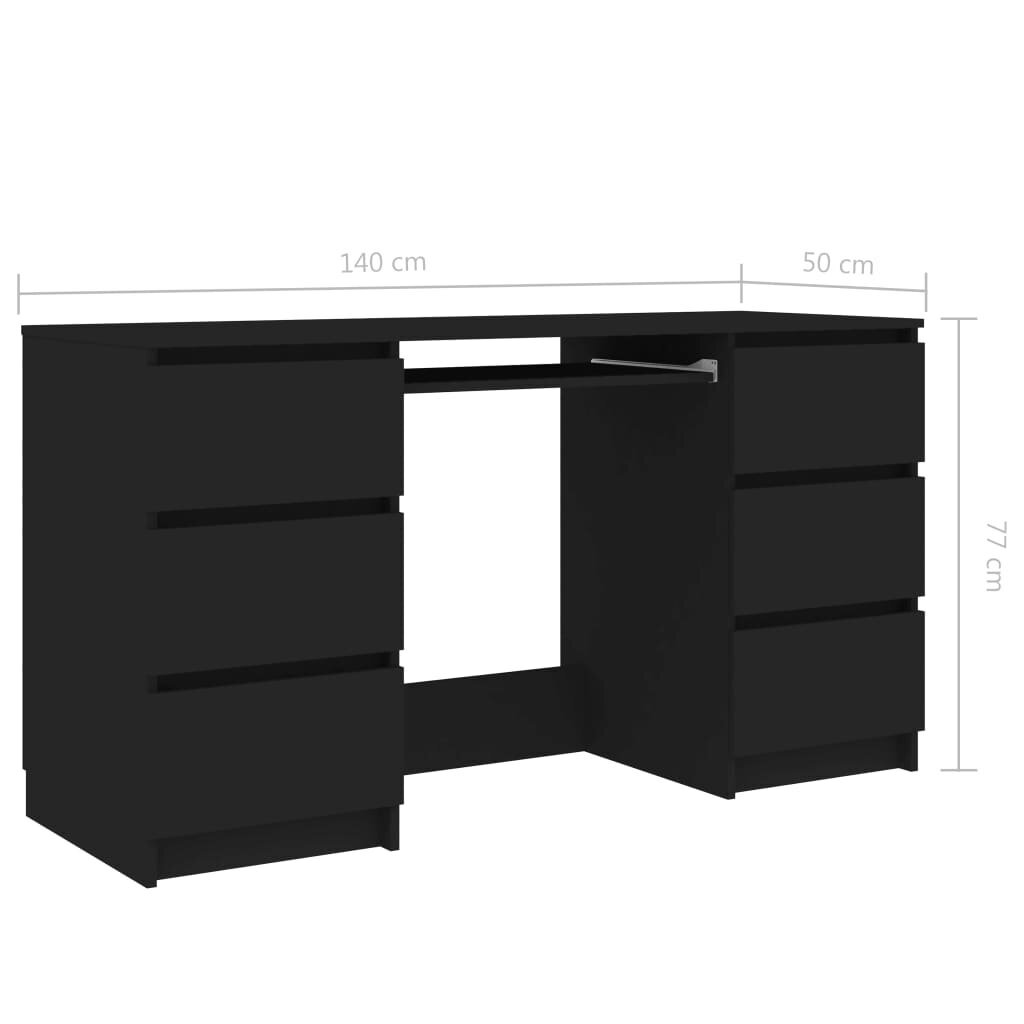 Rašomasis stalas vidaXL, juodos spalvos, 140x50x77 cm kaina ir informacija | Kompiuteriniai, rašomieji stalai | pigu.lt