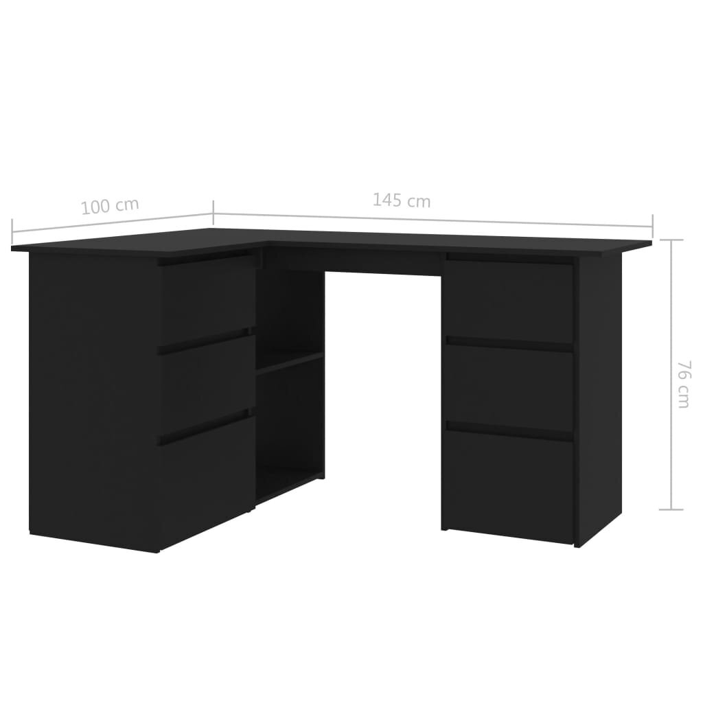 Kampinis rašomasis stalas, juodas kaina ir informacija | Kompiuteriniai, rašomieji stalai | pigu.lt