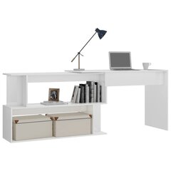 Угловой стол, 4 полки, белый цена и информация | Компьютерные, письменные столы | pigu.lt