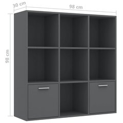 Книжный шкаф vidaXL, серый, 98x30x98см, ДСП цена и информация | Полки | pigu.lt