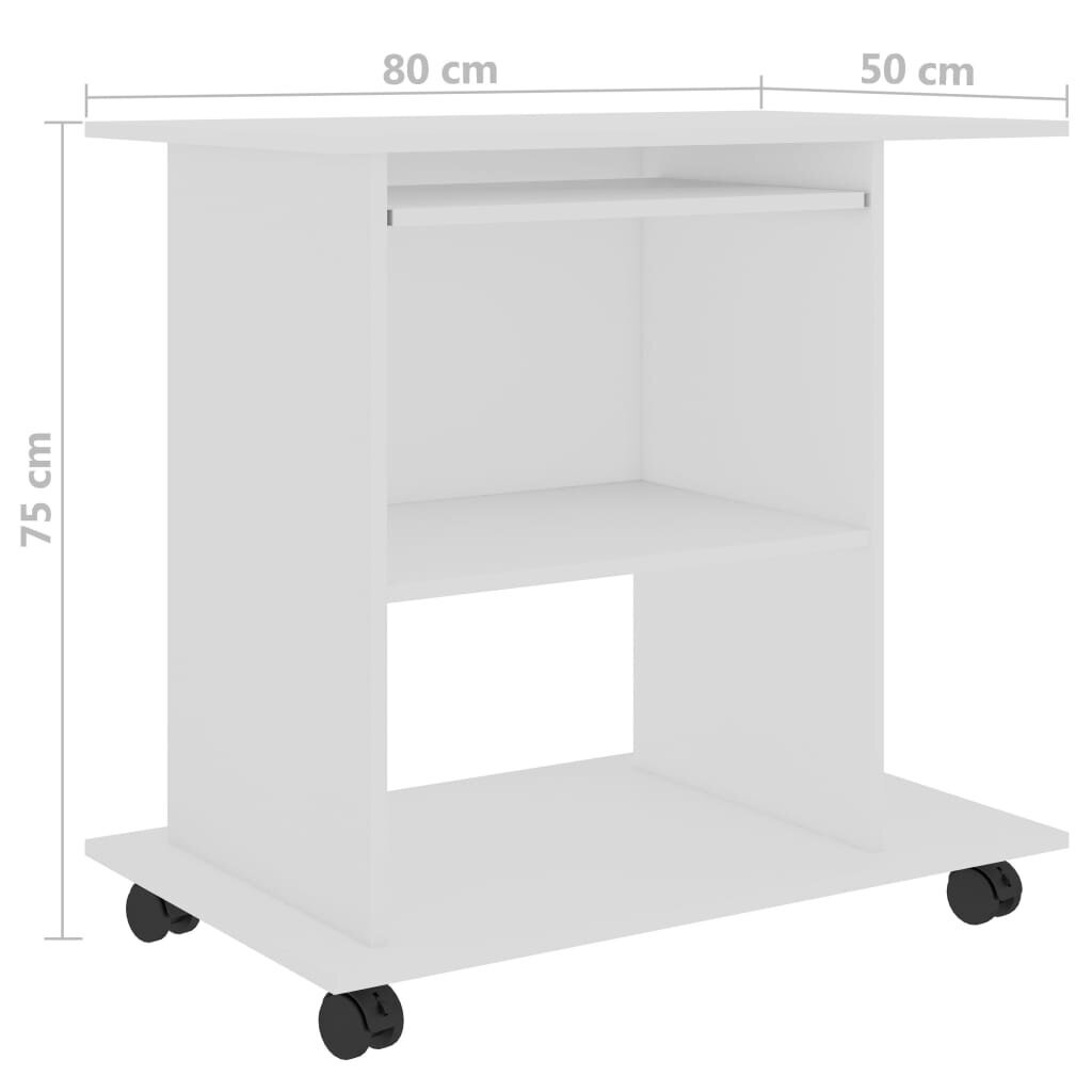 Kompiuterio stalas VidaXL, 80x50x75 cm, baltas kaina ir informacija | Kompiuteriniai, rašomieji stalai | pigu.lt