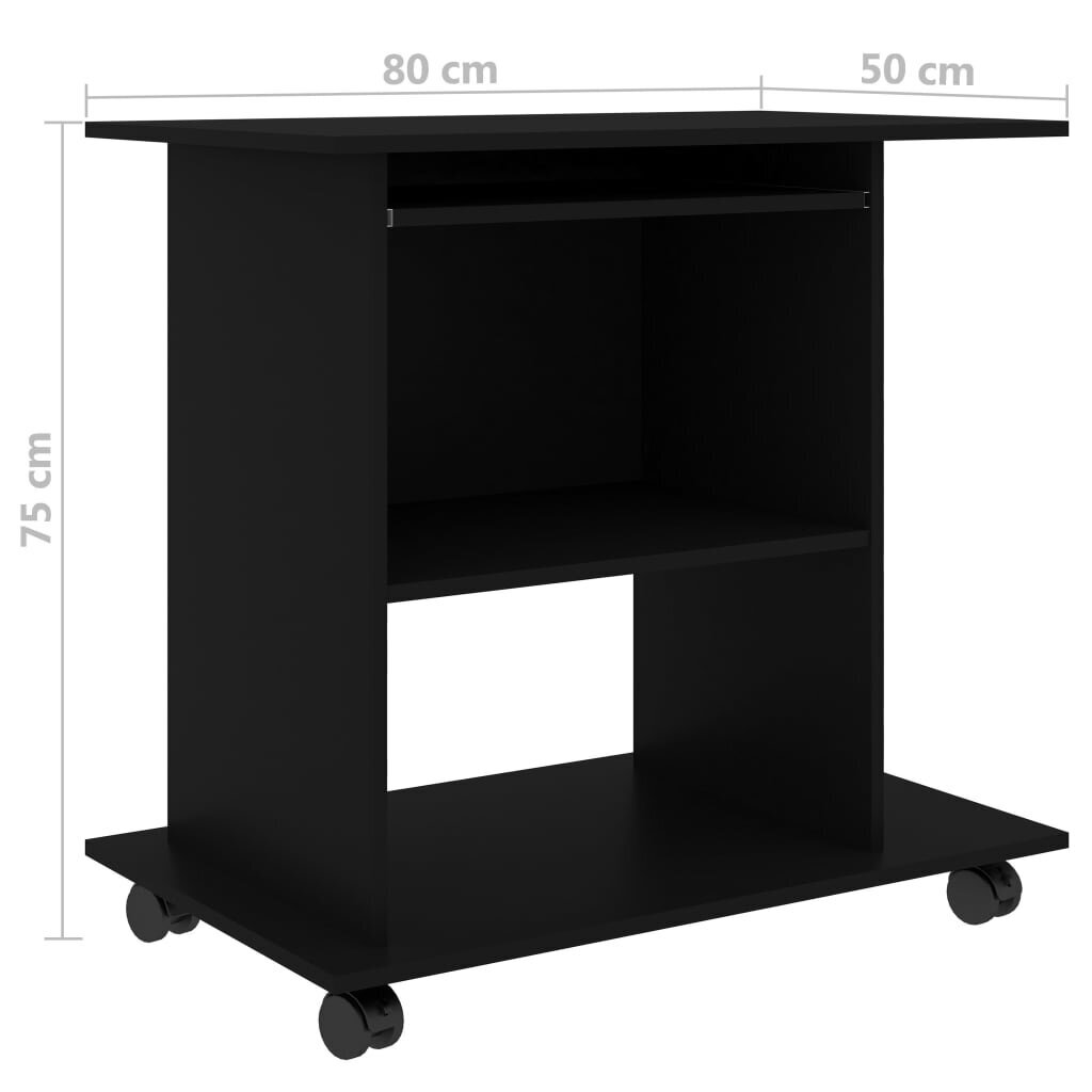 Kompiuterio stalas VidaXL, 80x50x75 cm, juodas kaina ir informacija | Kompiuteriniai, rašomieji stalai | pigu.lt