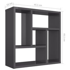 Sieninė lentyna vidaXL, 45,1x16x45,1cm, pilka kaina ir informacija | Lentynos | pigu.lt