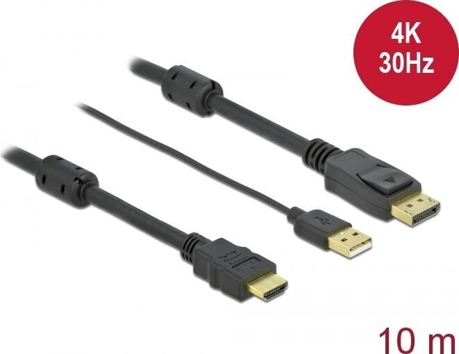 Delock 85968, DisplayPort, 10 m kaina ir informacija | Kabeliai ir laidai | pigu.lt