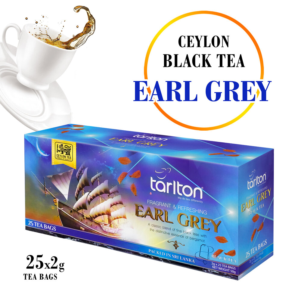 Ceilono juodoji arbata EARL GREY (su bergamote), maišeliuose, Tarlton, 2g x 25vnt. kaina ir informacija | Arbata | pigu.lt