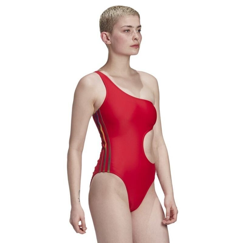 Maudymosi kostiumėlis moterims Adidas Originals Adicolor 3D Trefoil, raudonas GJ7716 kaina ir informacija | Maudymosi kostiumėliai | pigu.lt