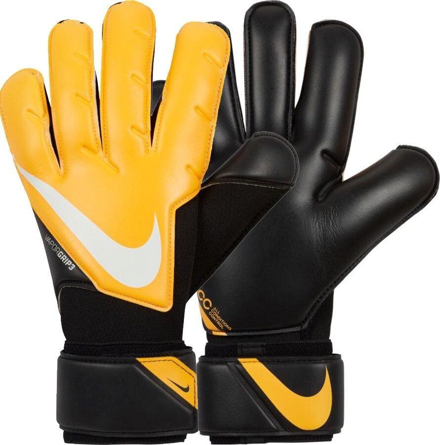 Vartininko pirštinės Nike Goalkeeper Vapor Grip 3 CN5650 010, geltonos/juodos kaina ir informacija | Vartininko pirštinės | pigu.lt