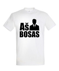 Marškinėliai vyrams Aš bosas, balti kaina ir informacija | Vyriški marškinėliai | pigu.lt