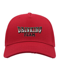 Kepurė su snapeliu vyrams Drinking team, raudona kaina ir informacija | Vyriški šalikai, kepurės, pirštinės | pigu.lt