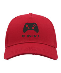 Kepurė su snapeliu vyrams Player 1, raudona цена и информация | Мужские шарфы, шапки, перчатки | pigu.lt