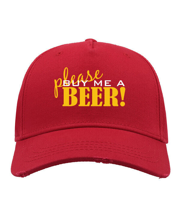 Kepurė su snapeliu vyrams Buy a beer, raudona kaina ir informacija | Vyriški šalikai, kepurės, pirštinės | pigu.lt