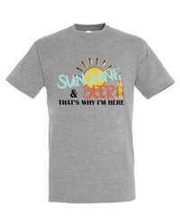 Marškinėliai vyrams Sunshine & Beer, pilki kaina ir informacija | Vyriški marškinėliai | pigu.lt