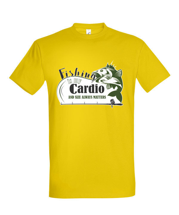 Marškinėliai vyrams Fishing is my Cardio, geltona цена и информация | Vyriški marškinėliai | pigu.lt