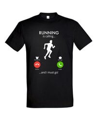 Marškinėliai vyrams Running is calling, juodi цена и информация | Футболка мужская | pigu.lt