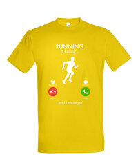 Marškinėliai vyrams Running is calling, geltoni kaina ir informacija | Vyriški marškinėliai | pigu.lt
