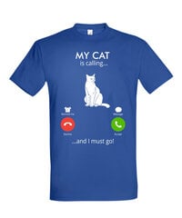 Marškinėliai vyrams My cat is calling, mėlyni kaina ir informacija | Vyriški marškinėliai | pigu.lt