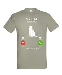 Marškinėliai vyrams My cat is calling, pilki цена и информация | Мужские футболки | pigu.lt