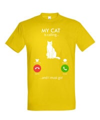 Marškinėliai vyrams My cat is calling, geltoni цена и информация | Мужские футболки | pigu.lt