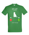 Marškinėliai vyrams My cat is calling, žali