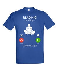 Marškinėliai vyrams Reading is calling, mėlyni цена и информация | Мужские футболки | pigu.lt