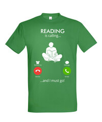 Marškinėliai vyrams Reading is calling, žali цена и информация | Мужские футболки | pigu.lt