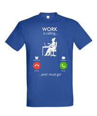Marškinėliai vyrams Work is calling, mėlyni kaina ir informacija | Vyriški marškinėliai | pigu.lt