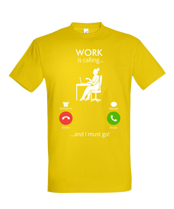 Marškinėliai vyrams Work is calling, geltoni kaina ir informacija | Vyriški marškinėliai | pigu.lt