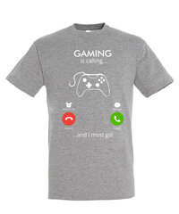 Marškinėliai vyrams Gaming is calling, pilka kaina ir informacija | Vyriški marškinėliai | pigu.lt
