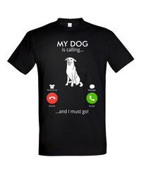 Marškinėliai vyrams My dog is calling, juodi цена и информация | Футболка мужская | pigu.lt