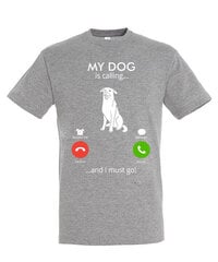 Marškinėliai vyrams My dog is calling, pilki цена и информация | Мужские футболки | pigu.lt