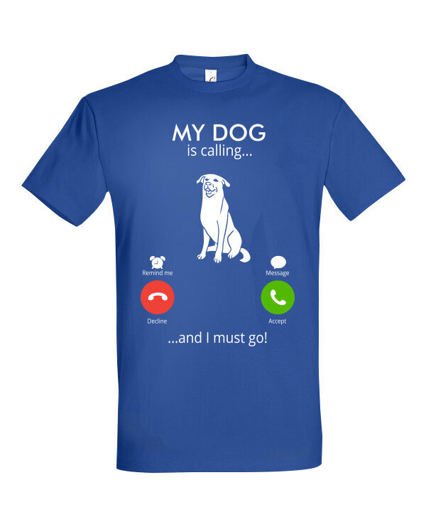 Marškinėliai vyrams My dog is calling, mėlyni цена и информация | Vyriški marškinėliai | pigu.lt