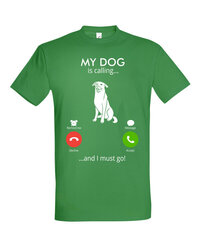 Marškinėliai vyrams My dog is calling, žali цена и информация | Футболка мужская | pigu.lt
