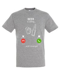 Marškinėliai vyrams Beer is calling, pilka цена и информация | Мужские футболки | pigu.lt