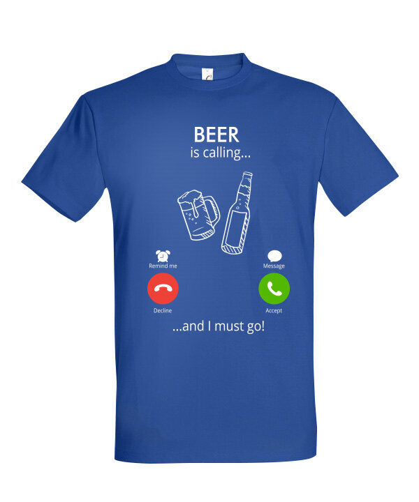 Marškinėliai vyrams Beer is calling, mėlyna kaina ir informacija | Vyriški marškinėliai | pigu.lt