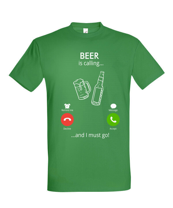 Marškinėliai vyrams Beer is calling, žalia kaina ir informacija | Vyriški marškinėliai | pigu.lt