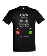 Marškinėliai vyrams Beach is calling, juodi цена и информация | Футболка мужская | pigu.lt