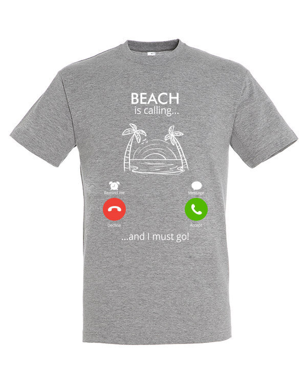 Marškinėliai vyrams Beach is calling, pilka kaina ir informacija | Vyriški marškinėliai | pigu.lt