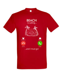 Marškinėliai vyrams Beach is calling, raudona kaina ir informacija | Vyriški marškinėliai | pigu.lt