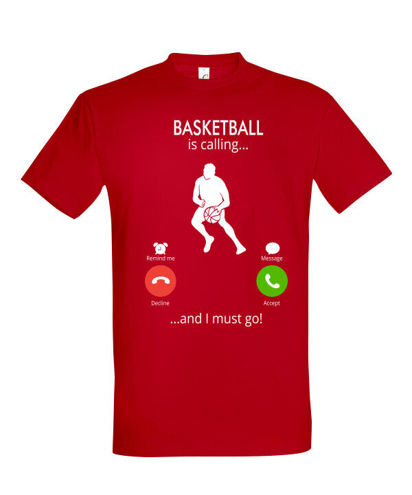 Marškinėliai vyrams Basketball is calling, raudona kaina ir informacija | Vyriški marškinėliai | pigu.lt