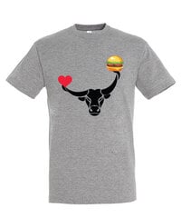 Marškinėliai vyrams Myliu maistą, pilki kaina ir informacija | Vyriški marškinėliai | pigu.lt