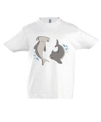Marškinėliai berniukams Rykliai, balta цена и информация | Рубашки для мальчиков | pigu.lt