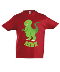 Marškinėliai berniukams Dino Rawr, raudona kaina ir informacija | Marškinėliai berniukams | pigu.lt