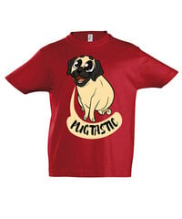 Marškinėliai vaikams Pugtastic, raudona цена и информация | Рубашки для мальчиков | pigu.lt