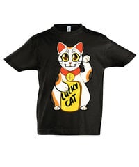 Marškinėliai vaikams Lucky Cat, juoda цена и информация | Рубашка для мальчиков | pigu.lt