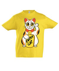 Marškinėliai vaikams Lucky Cat, geltona цена и информация | Рубашки для мальчиков | pigu.lt