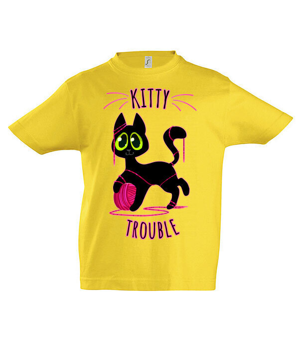 Marškinėliai mergaitėms Kitty Trouble, geltona цена и информация | Marškinėliai mergaitėms | pigu.lt