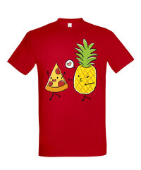 Marškinėliai vyrams Pica ir ananasas, raudoni kaina ir informacija | Vyriški marškinėliai | pigu.lt