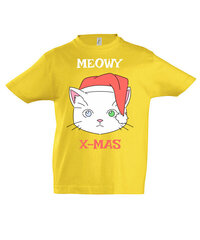 Marškinėliai vaikams Meowy X-mas, geltona kaina ir informacija | Marškinėliai berniukams | pigu.lt